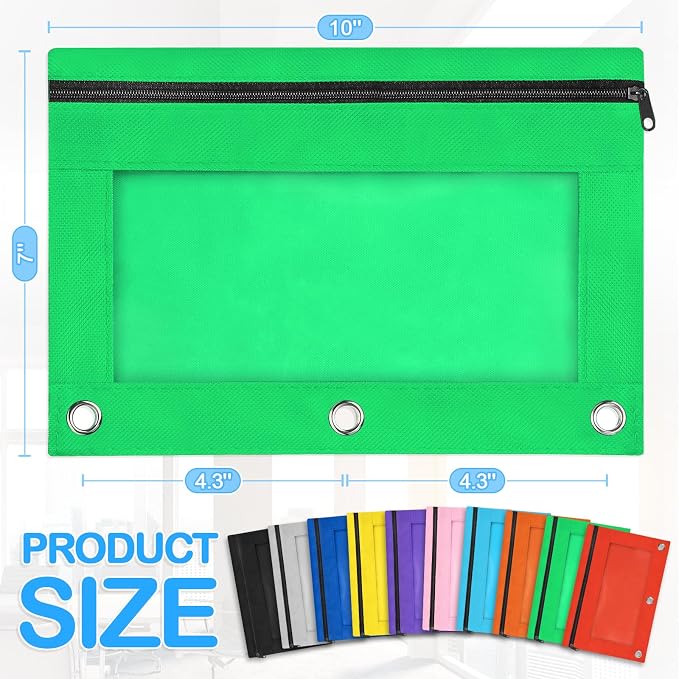 160 Pack Pencil Pouch for 3 Ring Binder School Office Supplies | Pencil Pouch For School and Office Supplies with Clear Window With Smooth Zipper Bulk, 160 Pack