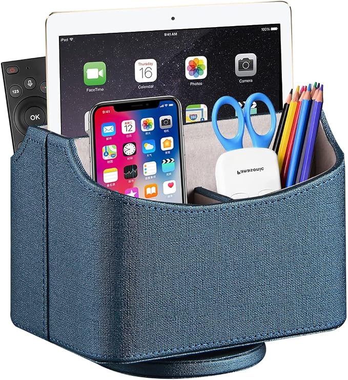 360° Rotatable Remote Control Holder,TV Remote Caddy for Nightstand Table | Swivel Bedside Table Desktop Storage Box Organizer for Pen,Office Supplies,Desk Accessories and Decorations for Living Room