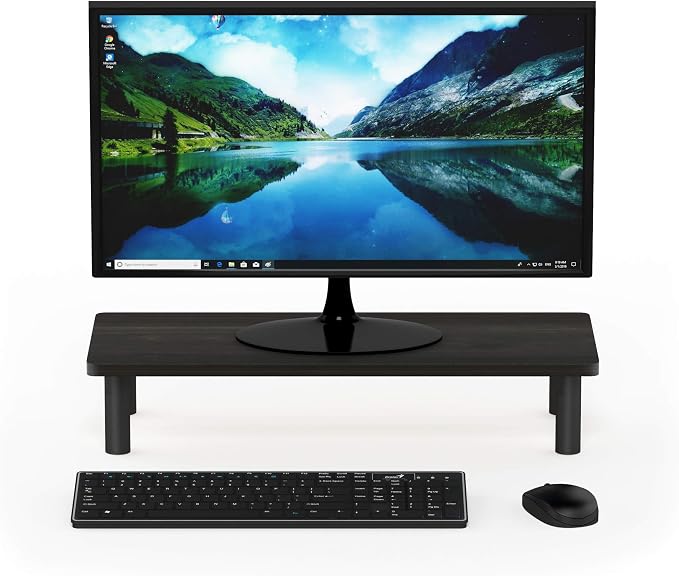 Furinno Turn-N-Tube Monitor Stand Riser, 23.6"W Rectangle Monitor Riser, Laptop Stand for Desk, Office Desk Accessories, Desk Organizers and Accessories, Toolless Assembly, Espresso