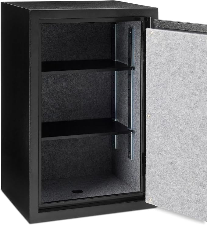 Amazon Basics Fire Resistant Security Safe with Electronic Keypad, Anti-Theft Protection for Important Documents and Valuables, 2.1 Cubic Feet, 16.93" W x 13.8" D x 25.98" H, Black