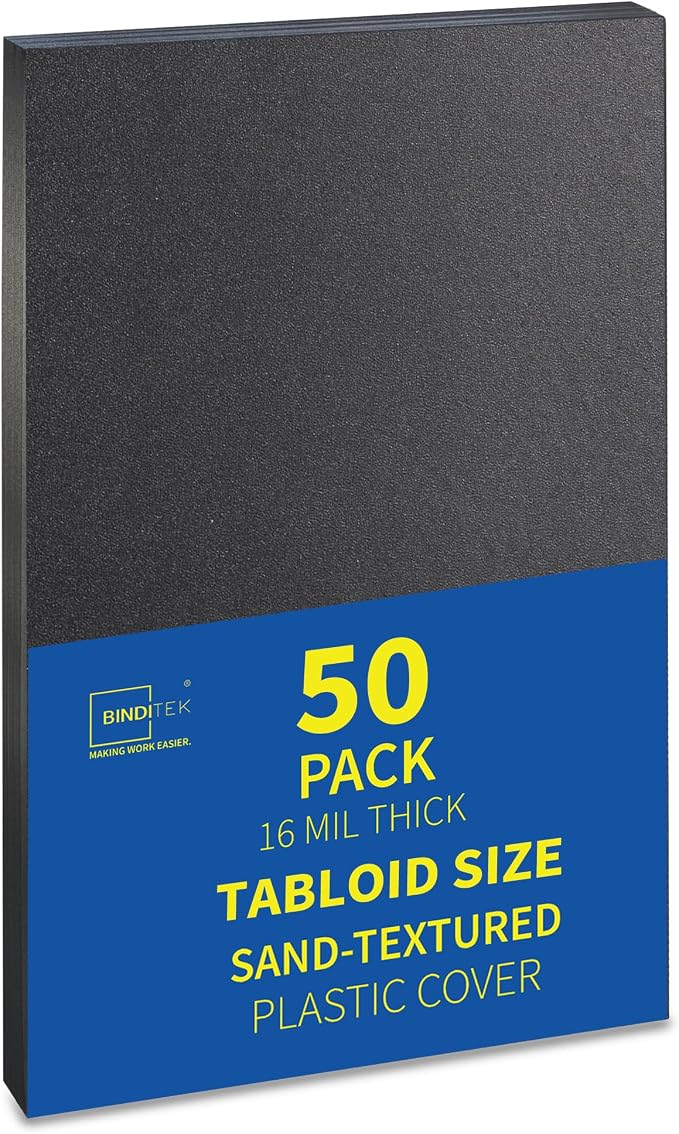 Binditek 16 Mil Sand-Textured Binding Covers, 11 x 17 Inches, Navy, 50 Pack | Heavy-duty Presentation Binding Covers, 11" x 17" Ledger/Tabloid Size, Subtle Matte Finish, Square Corners, Unpunched