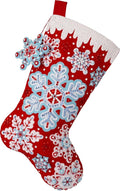Bucilla Felt Applique 18" Stocking Making Kit, Frosty Flurries, Perfect for DIY Arts and Crafts, 89735E
