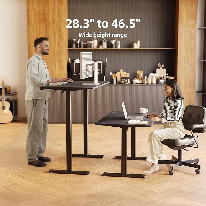 Claiks Electric Height Adjustable Standing Desk, 48x24 Inch, Deep Black | Smooth Height Adjustment, 3 Memory Presets, Cable management hub & hook, Stable Steel Frame, 156 lbs Capacity, Easy Assembly