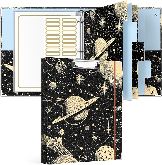 Rouidr 3 Ring Binder with clipboard, 1 inch 8.5 x 11 in Letter Size View Binders Organizer with Dividers Tabs & Clear Sleeves, School Supplies, Office Supplies