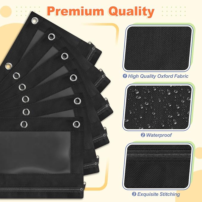 Shemira Pencil Pouch for 3 Ring Binder, 30 Pack Black Pencil Pouches Bulk | Binder Pencil Pouch with Smooth Zipper, Zipper Pencil Pouches, 3 Ring Binder Pencil Pouches, Clear Window Pencil Case