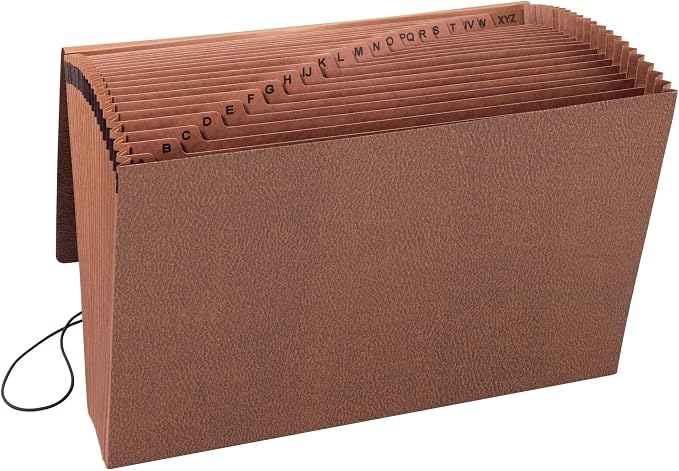 Smead TUFF Expanding File, 21 Pockets, Alphabetic (A-Z), Flap and Cord Closure, Legal Size, Redrope (70320), Pack of 1