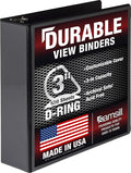 Samsill Durable 3 inch 3 Ring Binder, D Ring Binder, 100% Recycled Chipboard, Black