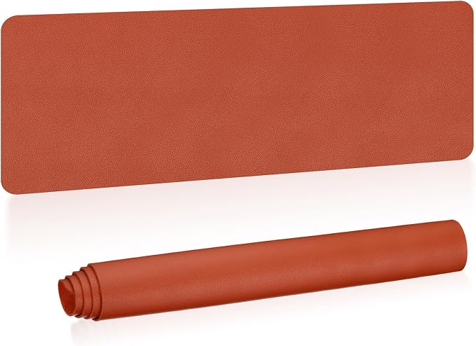 PATIKIL Desk Mat, 55"x17" Non-Slip Waterproof PU Leather Desk Pad Dual Sided Padding for Office Home Work Study, Orange