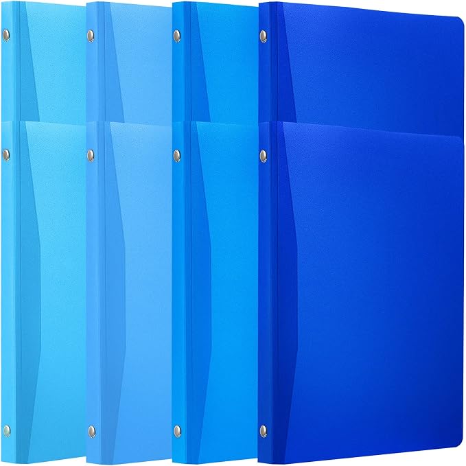 Chengu 8 Pack Plastic 3 Ring Binder with Pocket 0.79 Inch Flexible Binder Blue Round 3 Ring Folders with Pocket Holds 200 Sheets Paper Plastic Flexible Folders for School Office Sheet Supplies