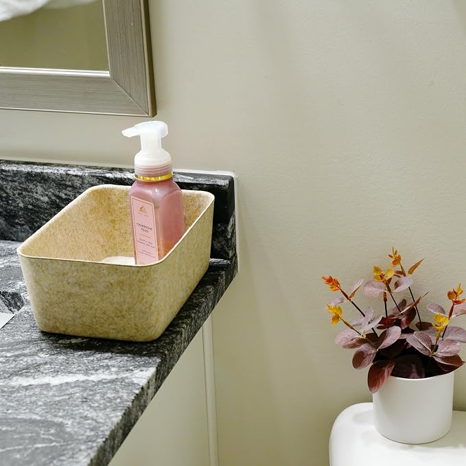 Felt deep Storage Bin lidded Desk Drawer Organizer Caddy Oatmeal