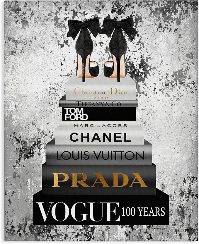 Stupell Industries Fashion Bookstack Glam, 36 x 48 Inch Canvas Wall Art | Stupell Industries · By Amanda Greenwood · Ready to hang · Chic gift for fashion lovers · Made in USA