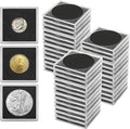 20 Pcs Coin Holders for Collectors, Clear Coin Cases | Plastic Coin Slabs & Coin Protectors with 5-Size Sponge Gaskets 20/25/30/35/40mm for Silver Dollar Collection Supplies, Black