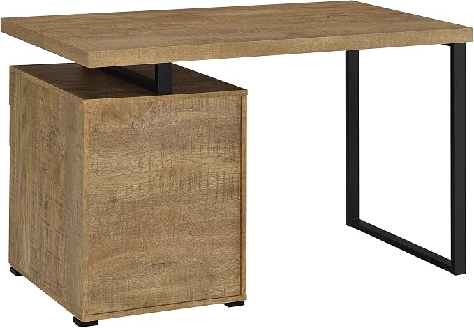 Coaster Home Furnishings - Brennan - Engineered Wood - 47-Inch 3-Drawer Computer Desk with File Cabinet and Open Metal Leg - Home Office - Mango and Black - 800787