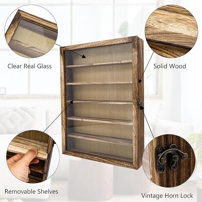 12x16 Shadow Box Frame with Removable Shelves,Collectible Display Shelves Case,Military Challenge Coin Display Case,Wood Shadow Boxes Display Cases for Keepsake,Pictures