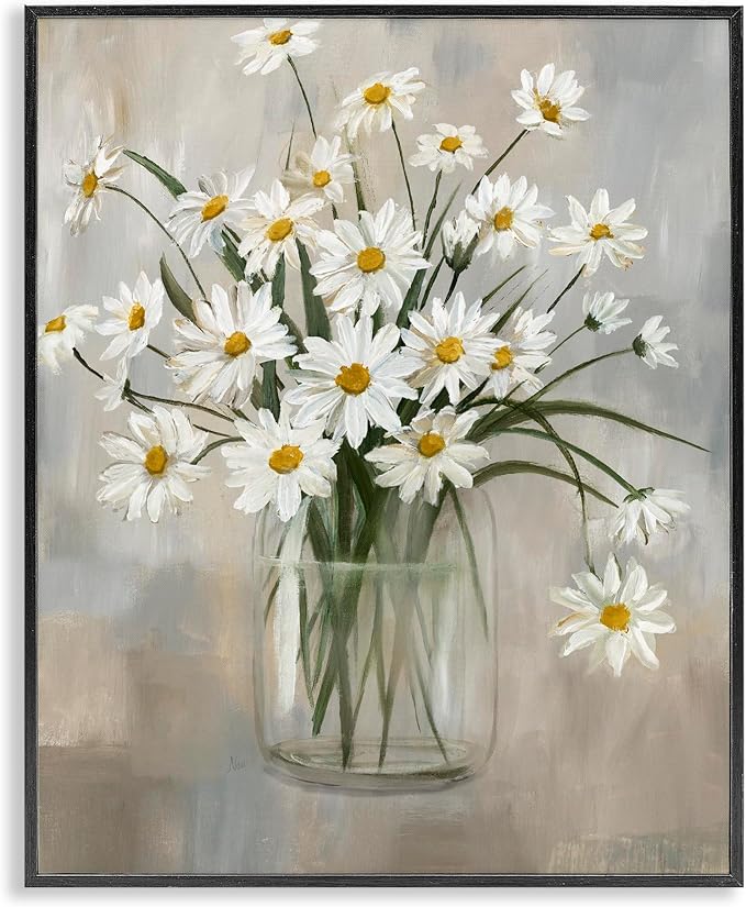 'Potted Daisy Bloom Bouquet'| Framed Giclee Art | Stupell Industries | Black, 24 x 30 Inches, Easy to Hang and Sturdy, Made in USA, by Nan
