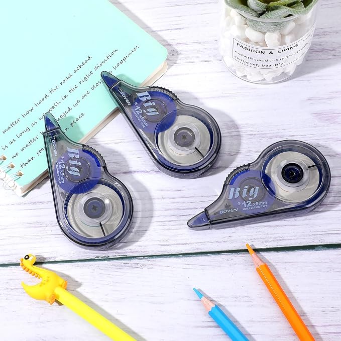 Chivao 100 Pack White Correction Tape, Classroom Correction Tape Wipe Out Easy to Use Applicator Translucent Dispenser Shows for School Office Note Journal, 0.2 Inch x 39.4 Feet