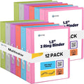 Enday 1.5 Inch Binder (12 Pack - Assorted Colors) 3 Ring Binder 1.5 inch with Clear View Cover and 2 Inside Pocket - for Letter Size 8.5 x 11'' Paper, Ideal for School Supplies, Office, and Home