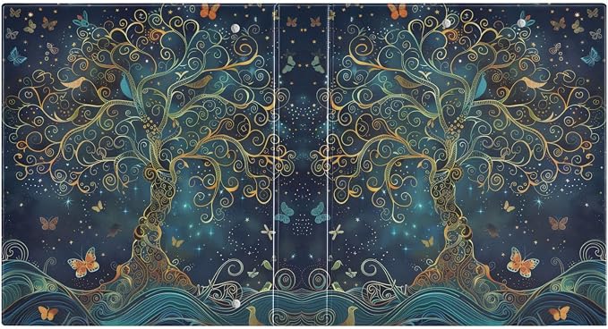 Tree of Life 1.5 Inch 3 Round Ring Binders with Pocket Clip, Holds 200 Sheets Documents for Office Classroom Student Organization Hard d Ring Binders with Printed
