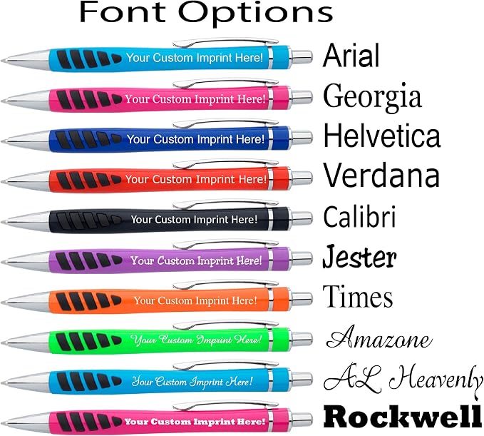 ExpressDesigns™ - Your Name or Imprint on our Custom Printed Addison Ballpoint Pen - Rubber Grip For Writing Comfort And Control, black ink, medium point - 12 Pack (Orange)