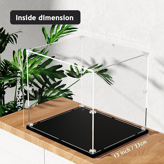 Clear Acrylic Display Case, Easy Assembly Showcase Boxes(16x13x14inch) | dofopo Dust Protection Case for Action Figures and Dolls, Alternative Glass Box for Collectibles Commemorative Gifts