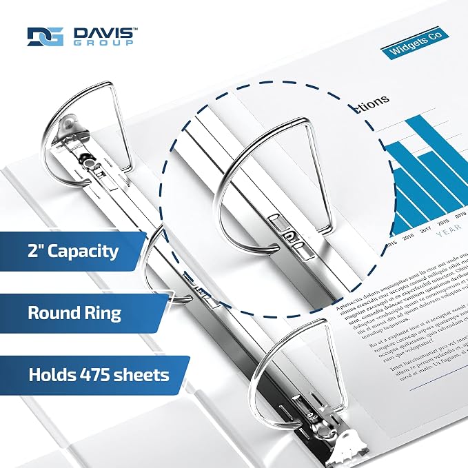 Premium Economy 6-Pack 3-Ring Binders for School or Office, D-Ring Binders, 2 Inch, White