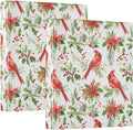 Christmas Red Bird Green Leafs Holy Berry 3 Ring Binder 1.5" Decorative D-Ring Binder with Clipboard&3 Clear Pockets, Holds 200 Sheets A4 Size Paper Waterproof Binders for School Home Office|2 Pack
