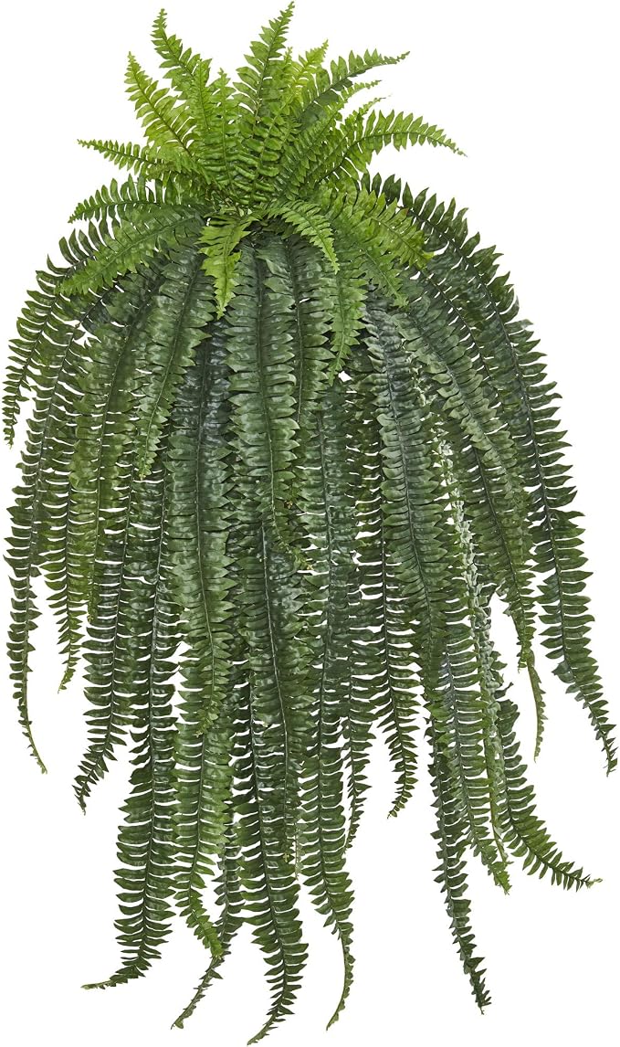 Nearly Natural 58in Boston Fern Artificial Plant, Large Hanging Fake Plant with 59 Long Realistic Fronds, Maintenance-Free Faux Fern for Office and Home Décor