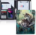 Padfolio/Portfolio Folder Clipboard,Padfolio Clipboard,Writing Portfolio Leather with Cover for Card Holder Slot Letter Size A4 for Office Conference Notepad Clip Boards,Lovely Wolf