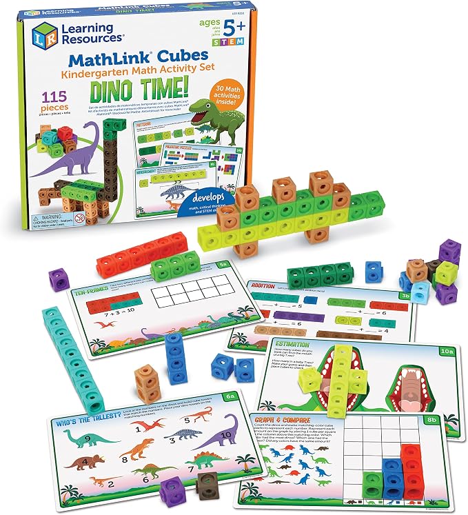 Learning Resources MathLink Cubes Activity Set: Dino Time