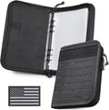 Molle Notebook Cover with Detachable A5 Clear Plastic 6-Ring Binder | 6.9x10" Zip Book Cover, 80 Refill Line Papers, 1“ O-Ring Padfolio binder, for Gift Planners Travel Feild Work School