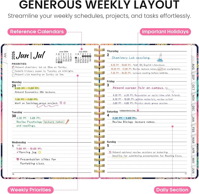 Taja Planner 2026-2027, Jul 2026-Jun 2027 Monthly & Weekly Calendar Planner | 8.5" x 11", Hardcover Academic Calendar, Teacher Student Agenda Book with Tabs, School Office Supplies, Coral Reef