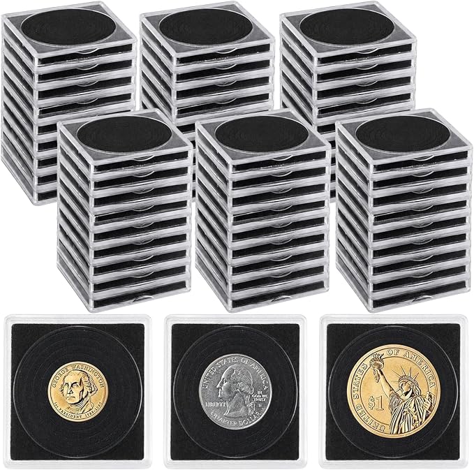 48 Pcs Plastic Coin Holders with 5 Sizes Adjustable Silver Dollar Coin Holder Capsule Protectors Snap Holders Silver Dollar Protection Cases for Collection Supplies Storage Display （20-40mm）