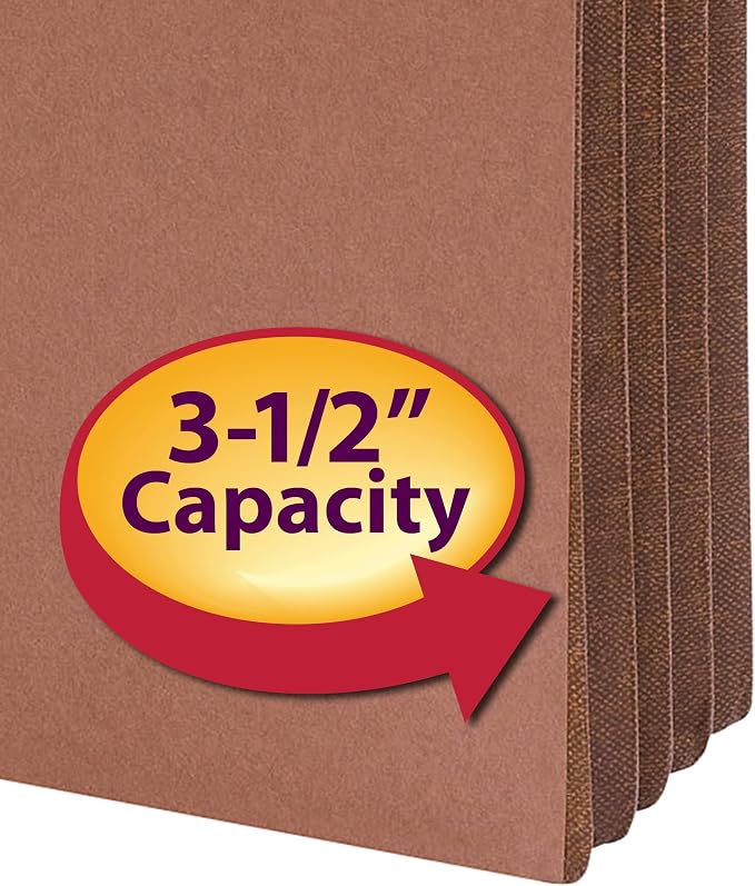 Smead File Pocket, Straight-Cut Tab, 3-1/2" Expansion, Legal Size, Redrope, 10 per Box (74264) (Pack of 5)