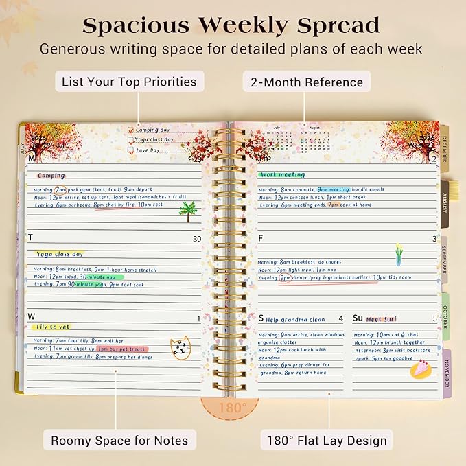 Academic Planner 2026-2027, 18 Months Weekly and Monthly Daily Planner from July 2026 - December 2027, 8.5" x 11" A4 Large Hardcover Agenda Organizer Book with Tabs, Spiral Yearly Calendar Planners for School Work Home, Colorful Tree of Life