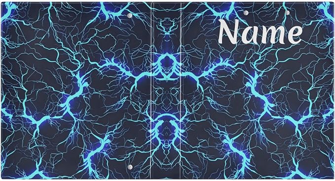 Custom 3 Ring Binder Dark Blue Electric Lightning Pattern 1.5" Round Ring Binders Personalized Name View Binder with 200 Sheet for Kids School Supplies Women Men Office, 1 Pack