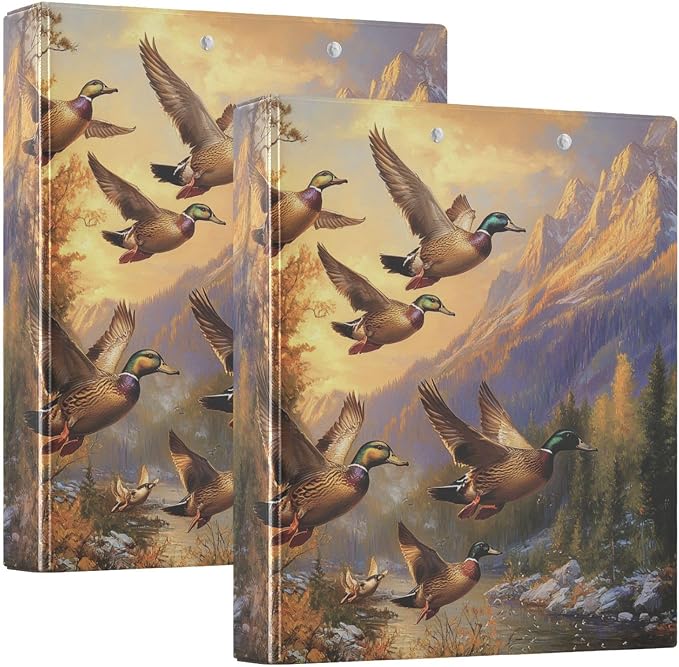 Mallards Ducks Decorative 3 Ring Binder 1.5 Inch Large View Binders with Pockets Holds 200 Sheets File Organizer for Office College School, 1 Pack