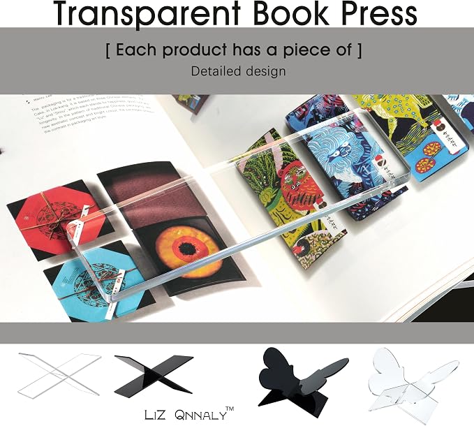 Large Butterfly Clear Acrylic Book Stand - Perfect for Displaying Open Book on Your Coffee Table - Ideal for Bibles, Cook Books, Guest Books, Magazines, Each with a Lucite Paperweight