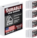 Samsill Durable 2 inch 3 Ring Binder, D Ring Binder, 100% Recycled Chipboard, White, 12 Pack