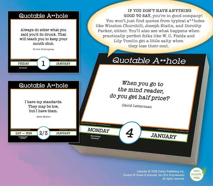 The Quotable A*Hole 2027 Daily Desk Calendar: Boxed Page-a-Day Humor Calendar with Day-to-Day Bitter Barbs, Cutting Comments & Caustic Comebacks