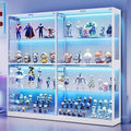 AMERLIFE 75-Inch RGB Display Cabinet with Glass Shelves | 70 H x 75 W x 16 D In, 4-Tier Storage, RGB LED Lights, Press-to-Open Doors, for Collectibles, White