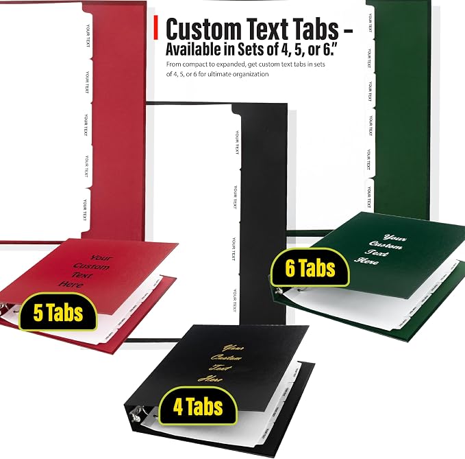Personalized Custom Binder with Custom Tabs – 3-Ring Portfolio, 4/5/6 Cut Tab Options, Durable Organizer for Office, School, or Home