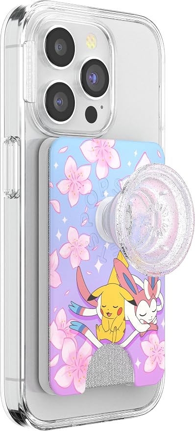 PopSockets Phone Wallet for MagSafe with Grip- Sakura Dreams | PopWallet, Holds 3 Cards, Magnetic, Removable, Secure, Pokemon, Gengar, Eevee, Pink