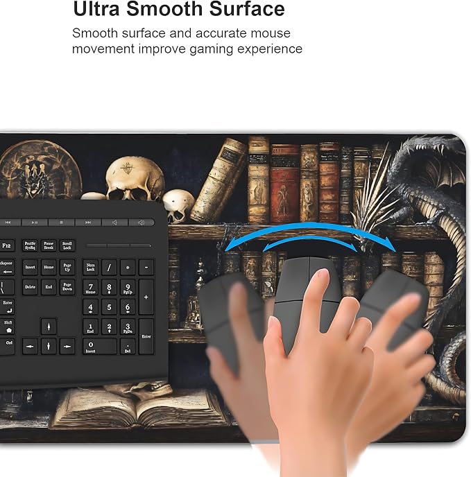 Aesthetic Dragon Gaming Mouse Pad, Earth Tone Gothic Desk Mat with Anti-Slip Base & Stitched Edges, Computer Keyboard & Laptop Pad, 35.4" x 15.7" in in Workstation Accessories