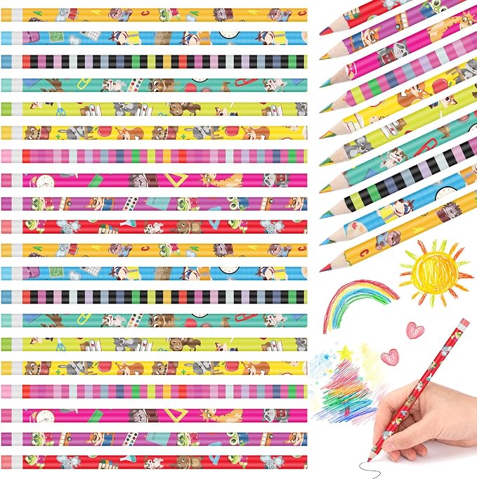 Nezyo 100 Pcs Rainbow Colored Pencils Bulk - 7 Color in 1 Wooden Fun Colorful Pencils Assorted Cute Novelty Art Supplies for Drawing Coloring Back to School Gifts Incentive Reward Stocking Stuffers