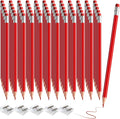 60 PCS Red Pencils Bulk Erasable Colored Pencils with Eraser Pre-Sharpened 2 HB for Checking, Grading, Tests & Office/School Supplies (Red)