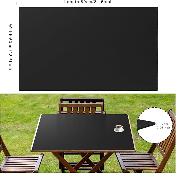 Cacoy 31.5" x 24" Leather Desk Mat, Large Desk Protector Mat, PU Leather Desk Pad, Non-Slip Large Gaming Mouse Pad, Desk Blotter, Desk Pads on Top of Desks, Home Office Desk Matt for Desktop (Black)