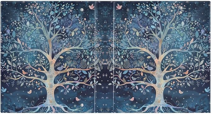 3 Ring Binder 1.5 in Recipe Binders 1 Pcs Tree of Life | Decorative Client Records with Clip 3 Clear Interior Pockets for 200 Sheets Letter-Size(11" x 8.5") Paper PVC Cover Folder