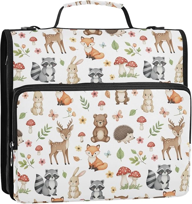 Zipper Binder Bag 3 Ring File Folder Portfolio Organizer Zippered Binder Bags with Strap Fits Laptop Women Men