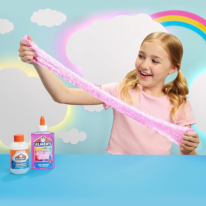 Elmer’s Neon Sky Slime Kit, Includes Transparent Color Liquid Glue, Crunchy and Cherry Limeade Scented Activators, 4 Piece Kit - Perfect for Birthday Parties, Gift Idea, Kids Activity