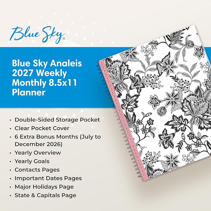 Blue Sky 2027 Weekly & Monthly Planner Calendar, 8.5"x11", Analeis